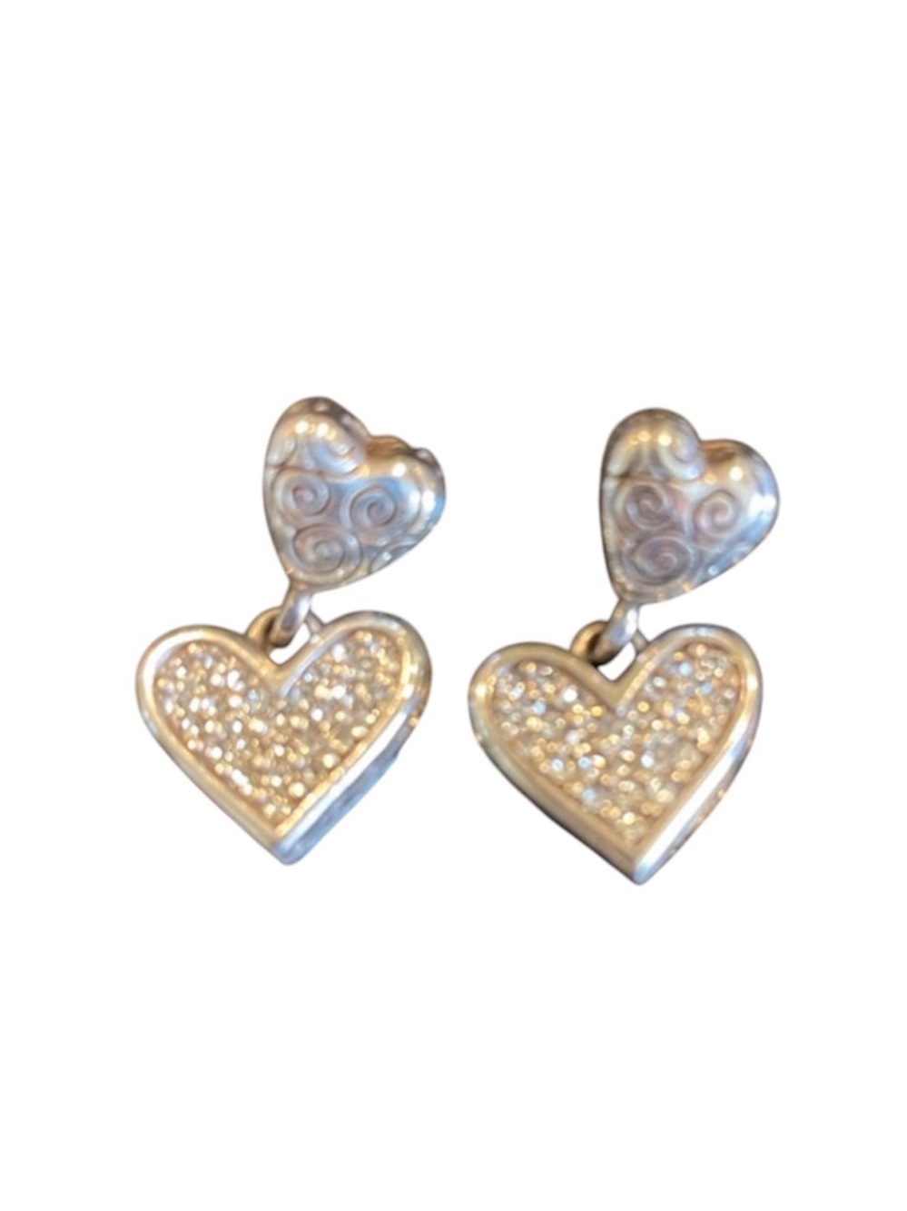 Brighton Rare Vintage Silver Heart Earrings